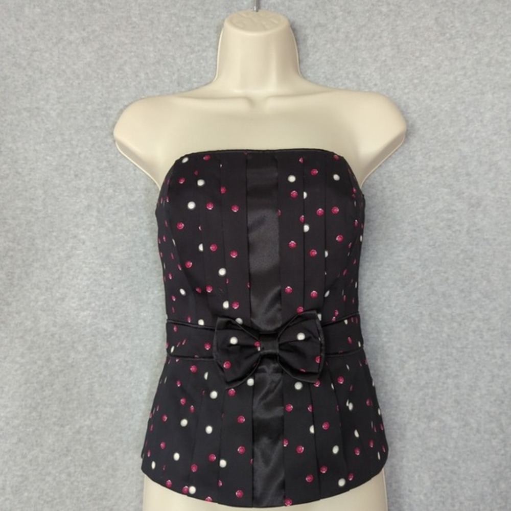 White House Black Market Strapless Corset Bustier Top w/ Bow 6‎ Y2K Fairy goth